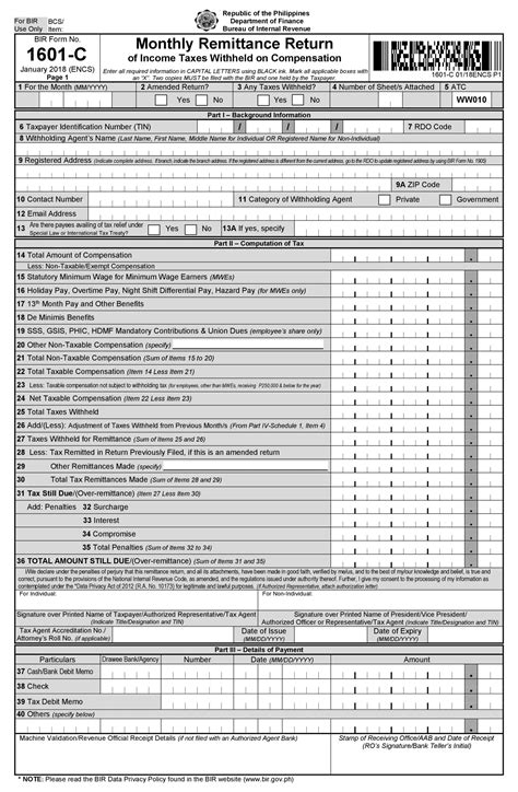 what is 1601c|BIR Form No. 1601.